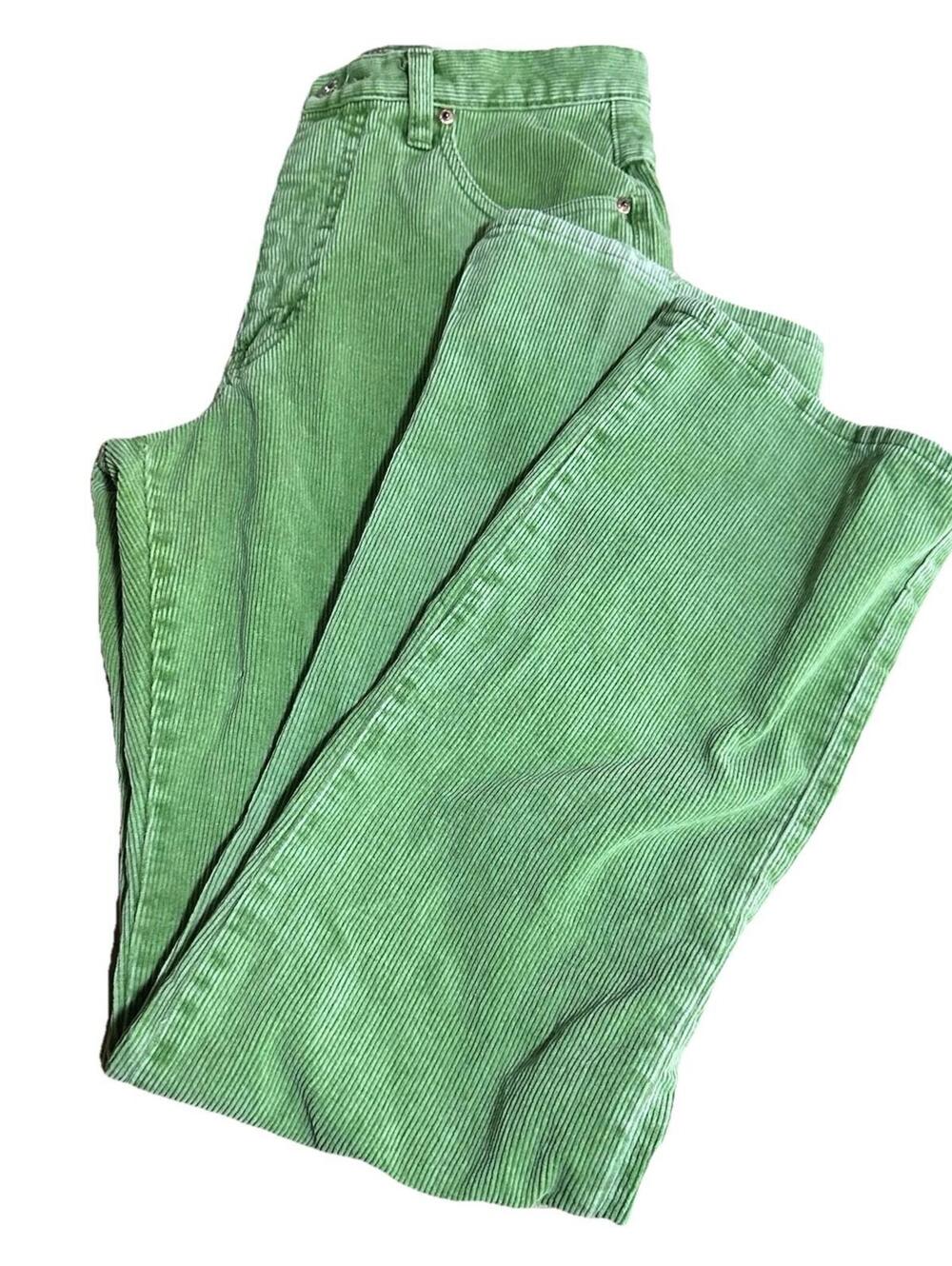 90’s/Y2K express Lime Green corduroy Pants Grunge Riot Girl Indie Sleaze Sz  6
